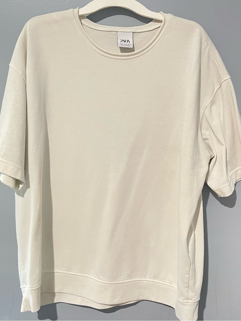 Zara Cream Short-Sleeve Crewneck Top | Mens | XL Shirt